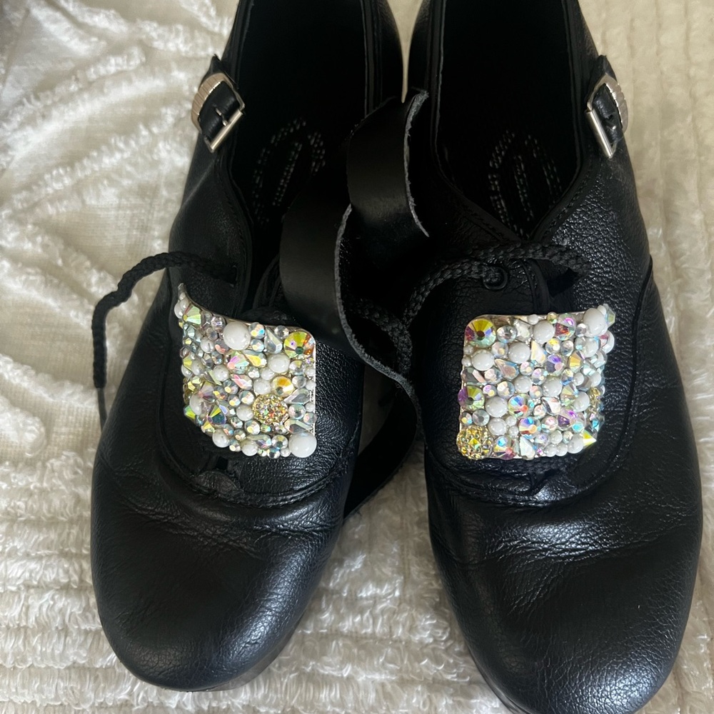 Black Irish Dance hard shoes buckles not included